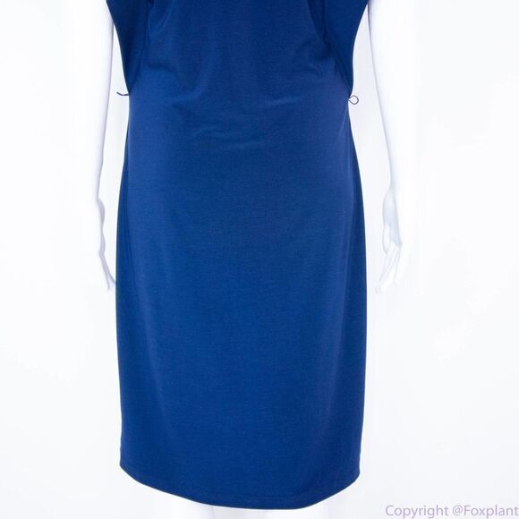 Komarov USA-made navy blue drop cowl neck dolman sleeve dress, L - Picture 8 of 16